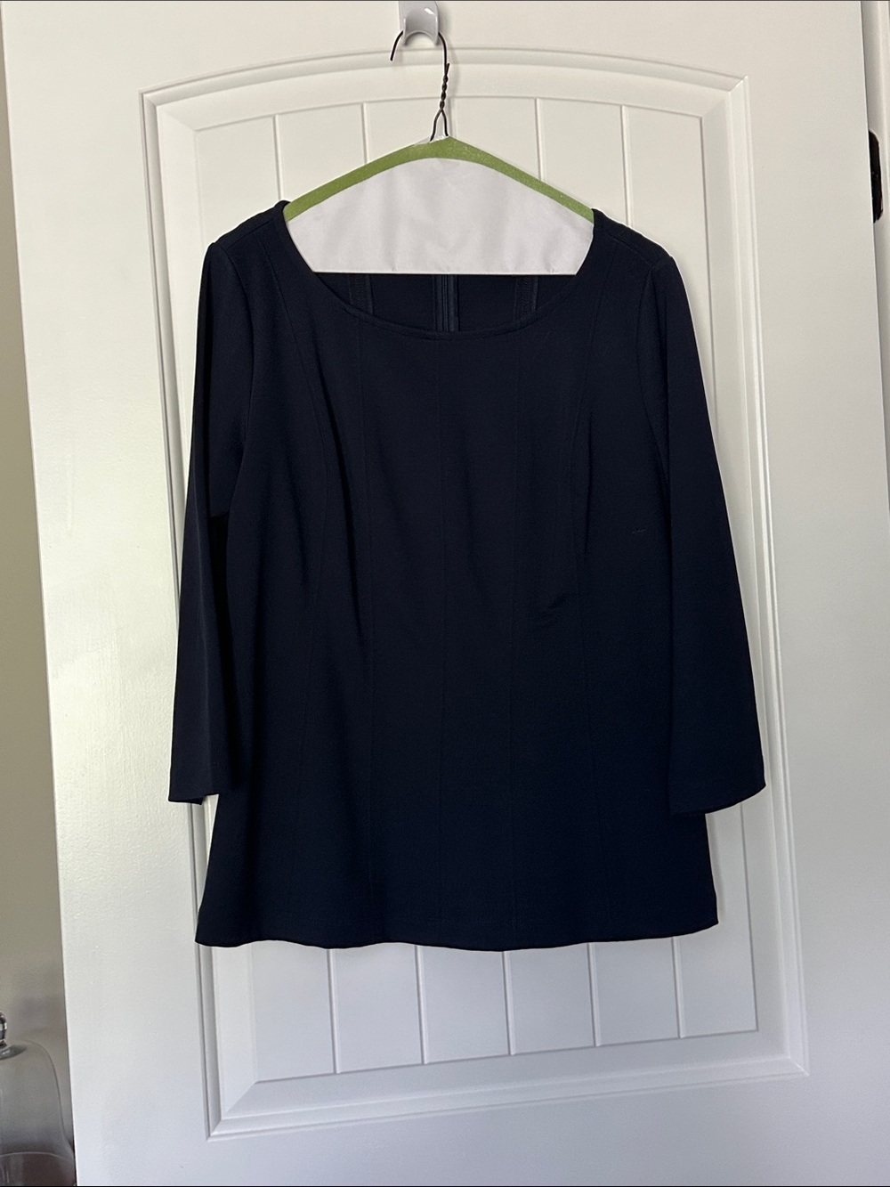 Ann Taylor Navy Scoop Neck Long Sleeve Top